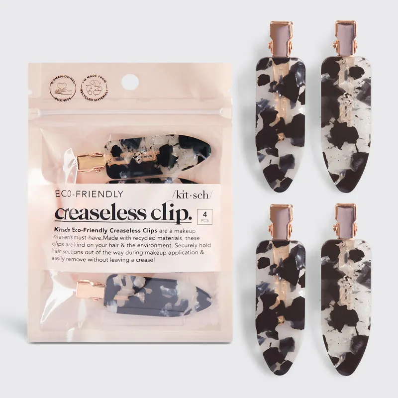 Eco-Friendly Creaseless Clip 4pc Set Black Terrazzo