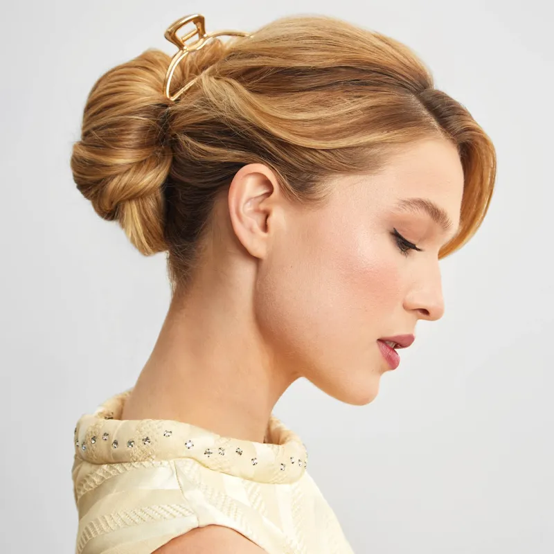 Metal Open Shape Claw Clip Gold