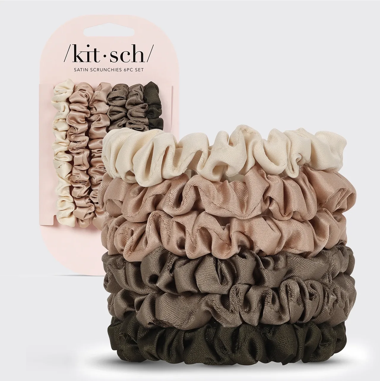 Ultra Petite Satin Scrunchies 6pc Set Eucalyptus