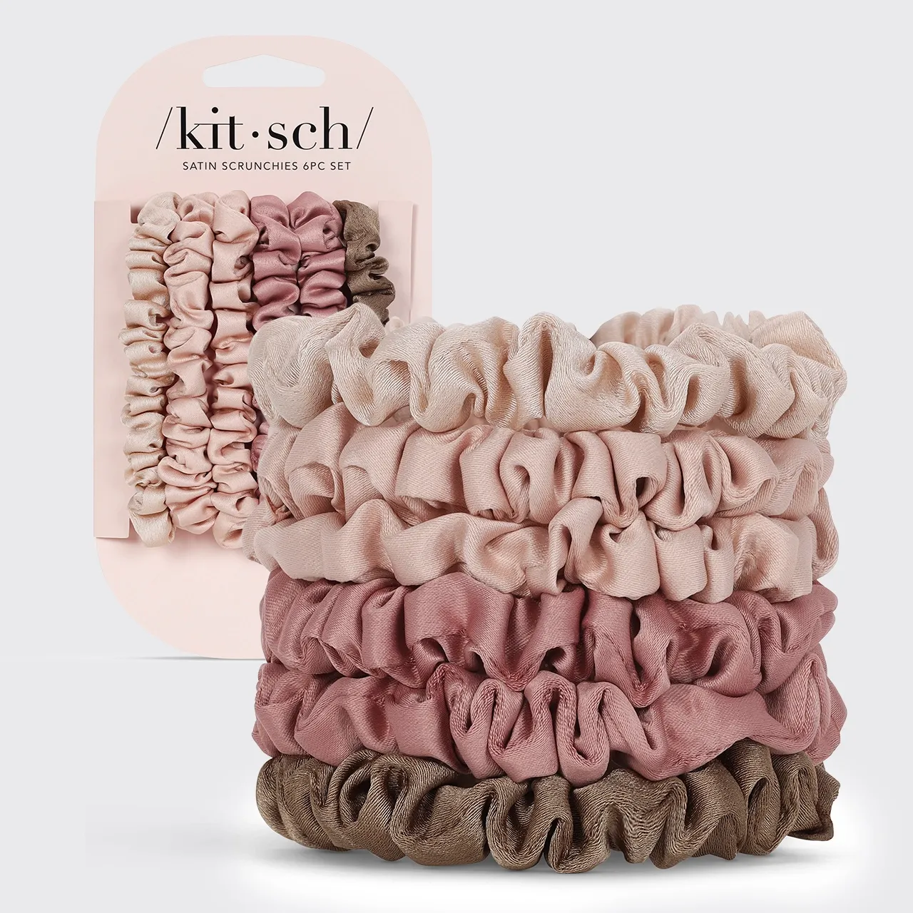 Ultra Petite Satin Scrunchies 6pc Set Terracotta