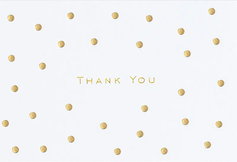 Note Cards Gold Dots Thank You