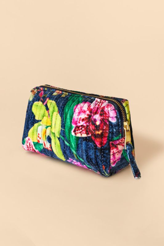 Small Quilted Vanity Bag Exotic Evening, Ink
