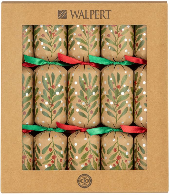 Festive Crackers Set of 10 Eco Branches &amp; Berries on Kraft