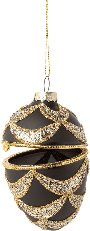 Glass Ornament Keepsake Trinket Ball Black/Gold/Silver