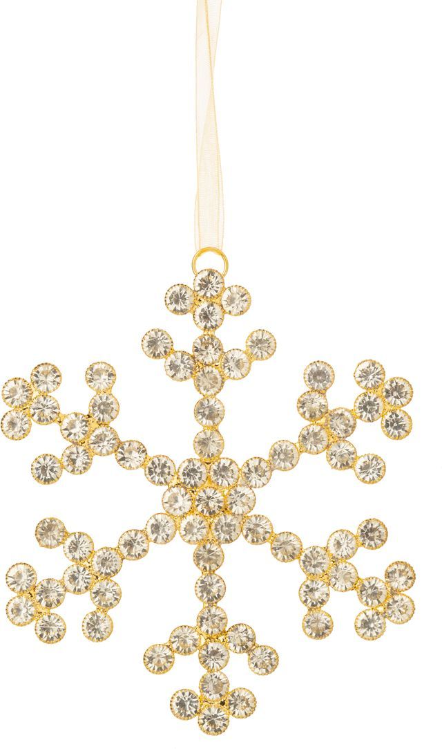 Metal Ornament with Rhinestones Gold Snowflake