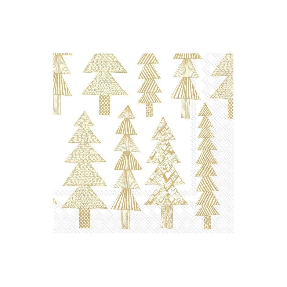 Paper Lunch Napkin Kuusikossa White Gold
