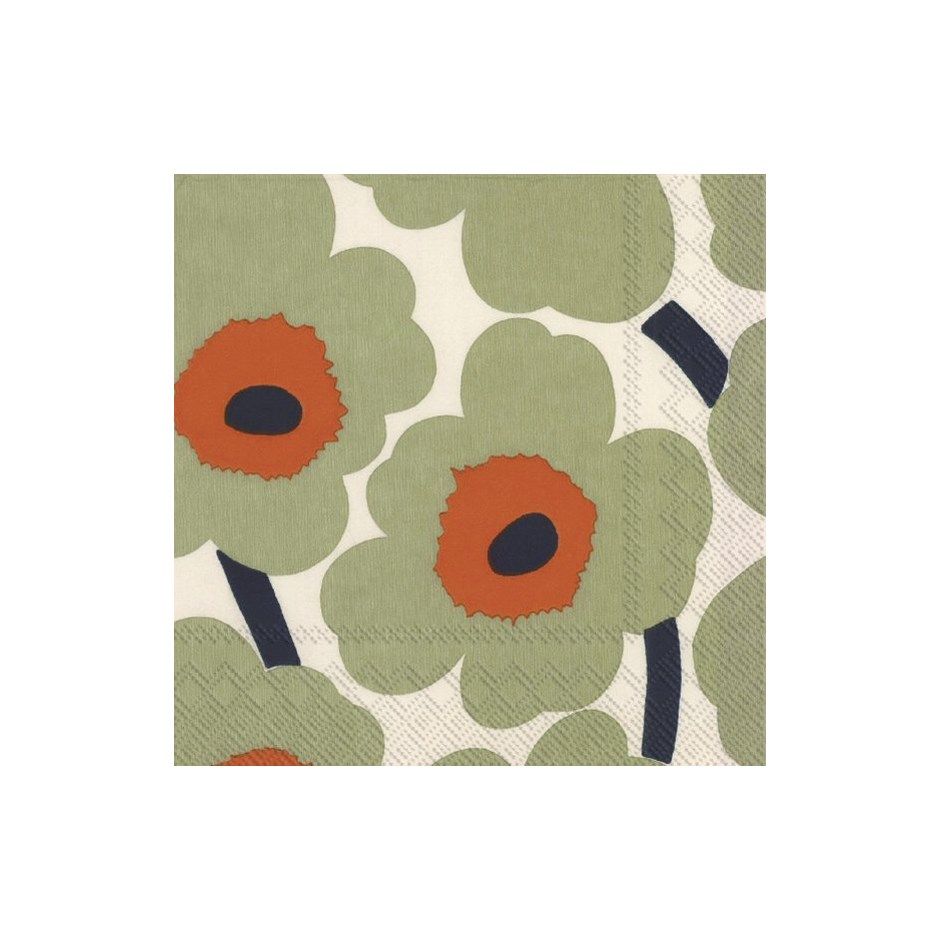 Paper Cocktail Napkin Unikko Cream Orange