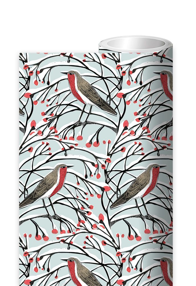 Gift Roll Wrap Robins and Berries