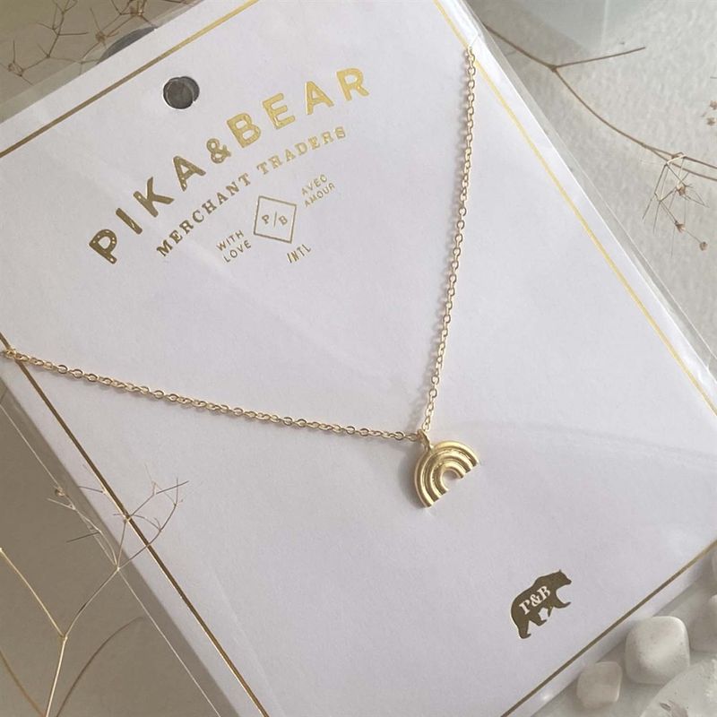 Necklace "Dio" Matte Rainbow Charm Gold