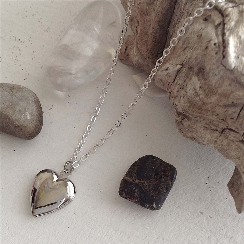 Necklace "Total Eclipse Of The Heart" Heart Shaped Locket Silver