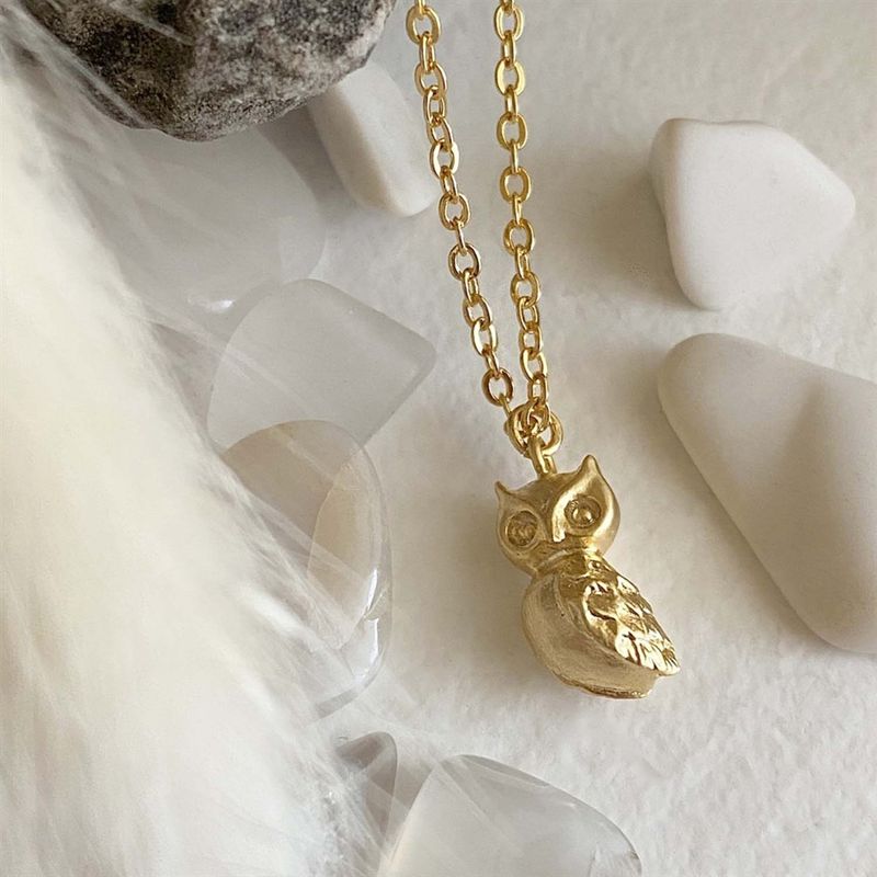 Necklace "Hibou" Tiny Owl Charm Gold