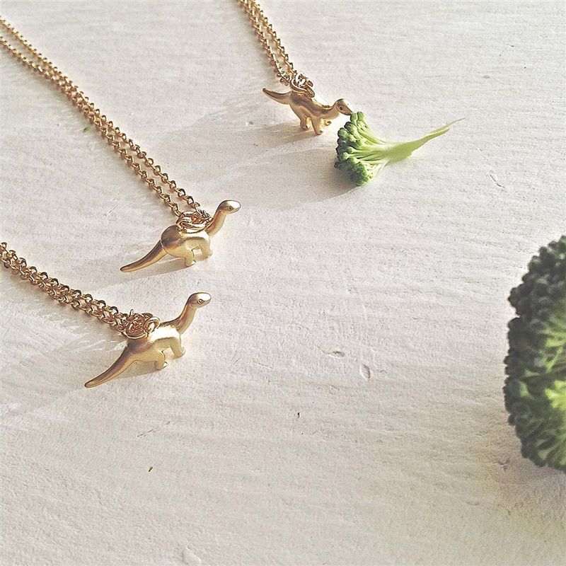 Necklace "Tino-saur" Tiny Apatosaurus Charm Gold