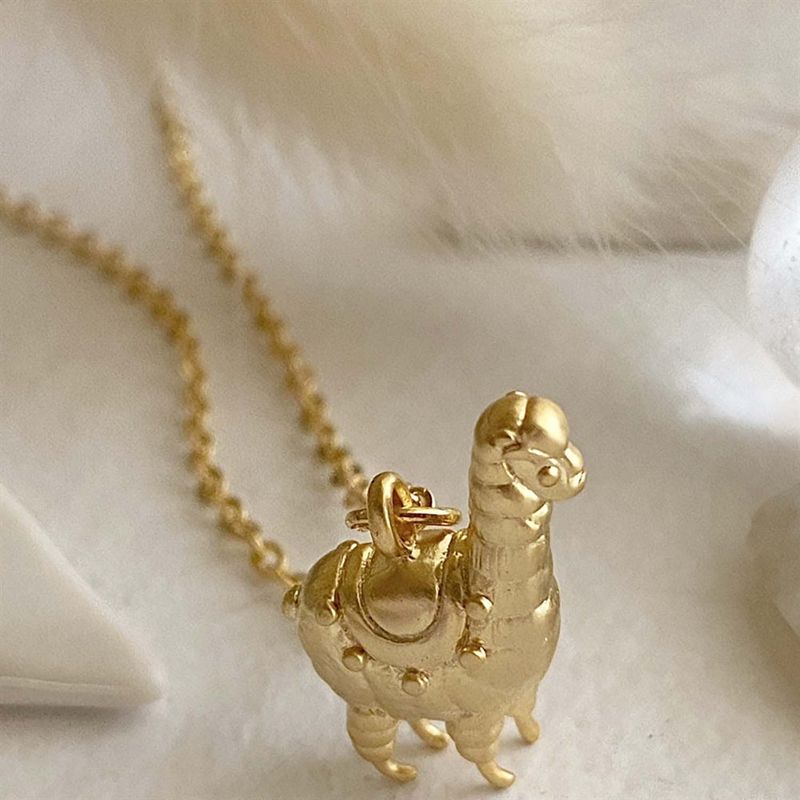 Necklace "Tina" Tiny Llama Charm Gold