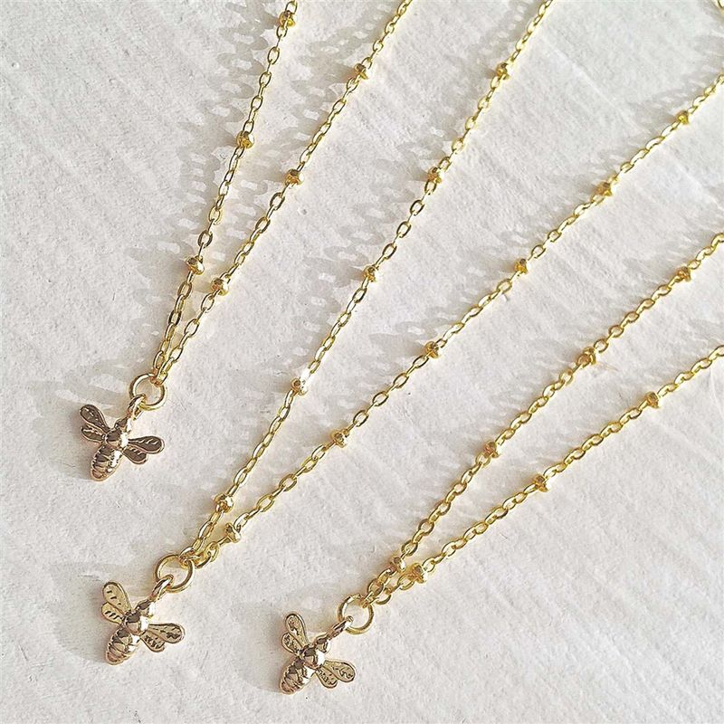Necklace "Wildflowers" Tiny Bee Charm Gold