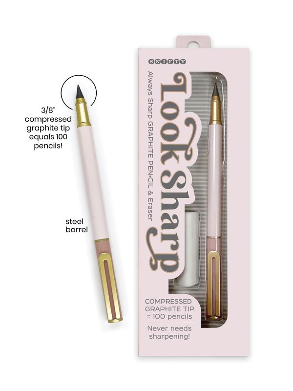 Look Sharp Penicl &amp; Eraser Set Blush