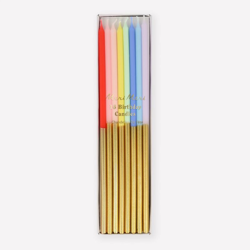 Candles Gold Dipped Rainbow Birthday 16 Pack