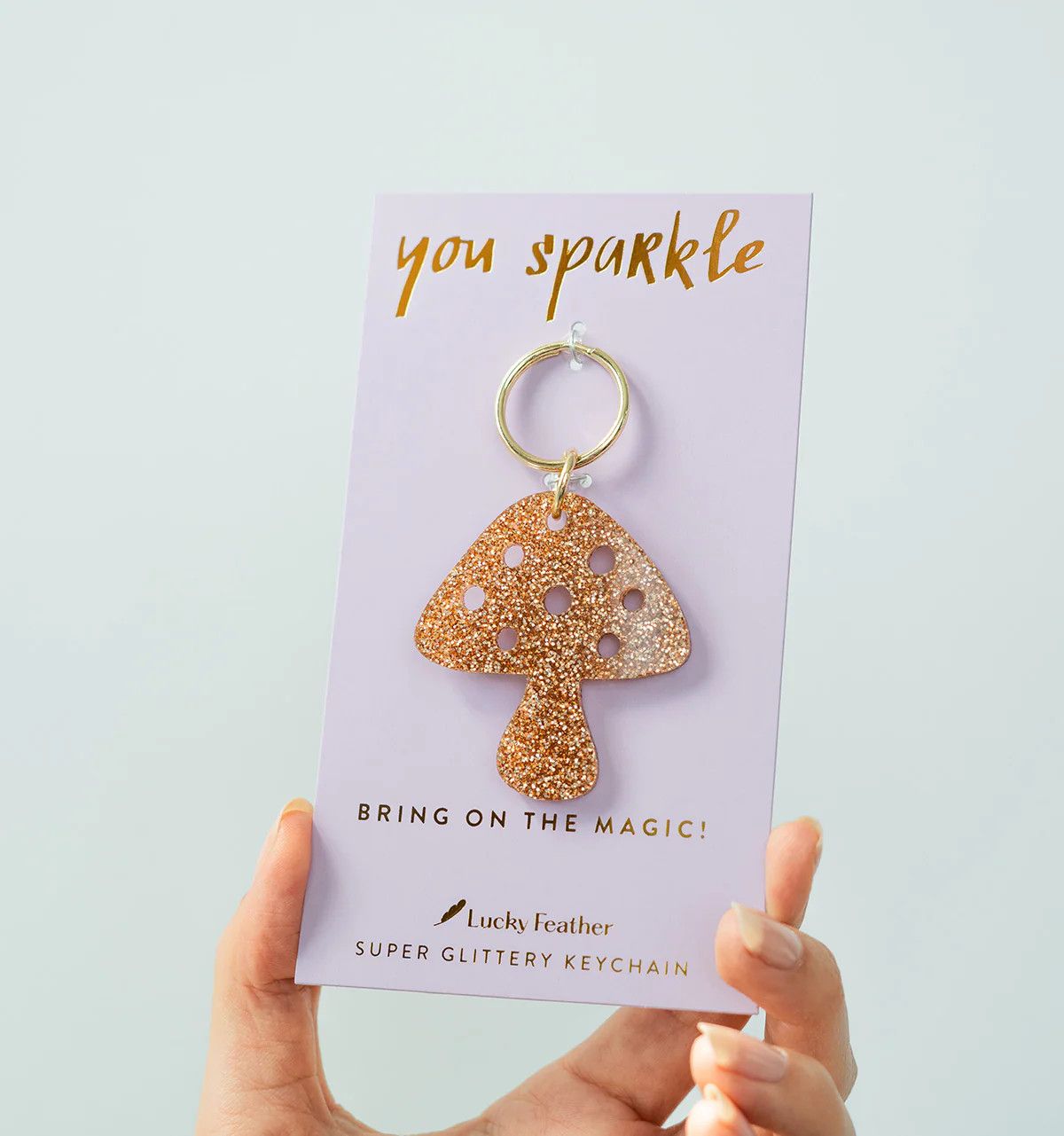 Gold Glitter Acrylic Keychain Mushroom