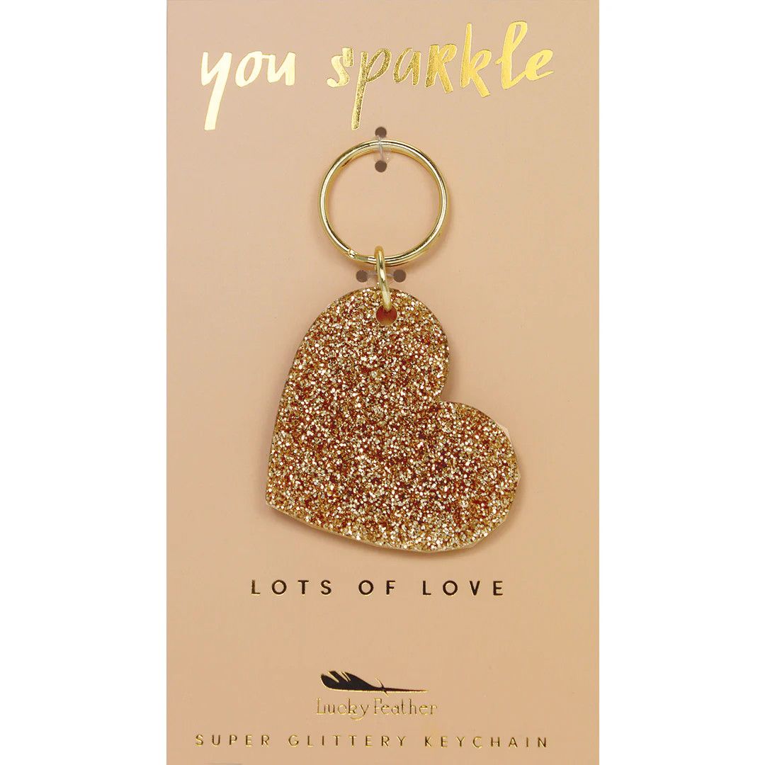 Gold Glitter Acrylic Keychain Heart