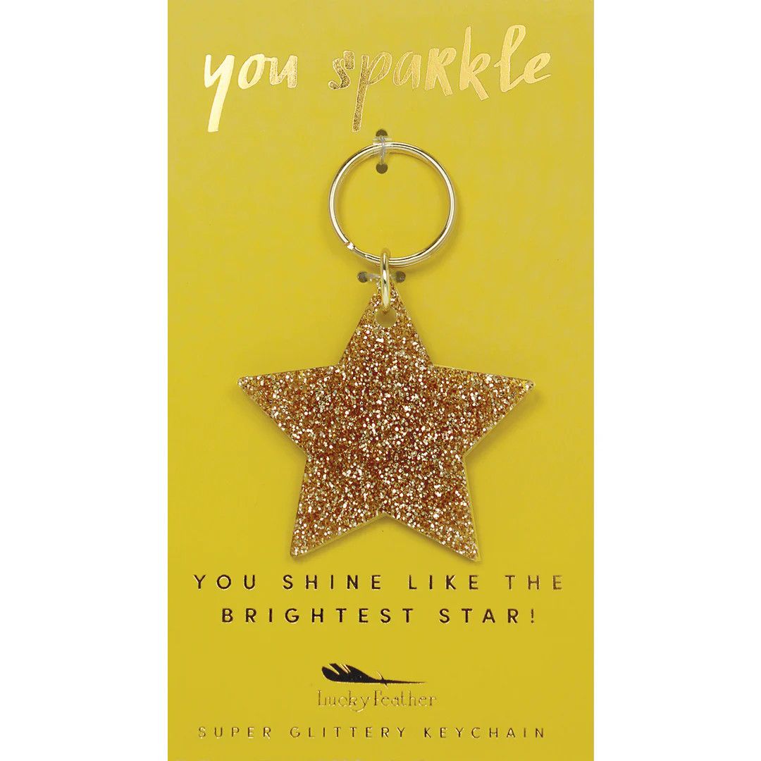 Gold Glitter Acrylic Keychain Star