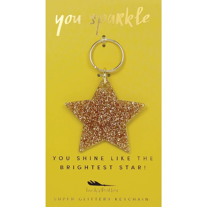 Gold Glitter Acrylic Keychain Star