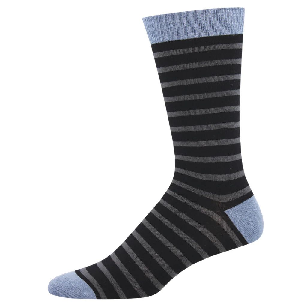 Men’s Bamboo Crew Sailor Stripe Black Grey