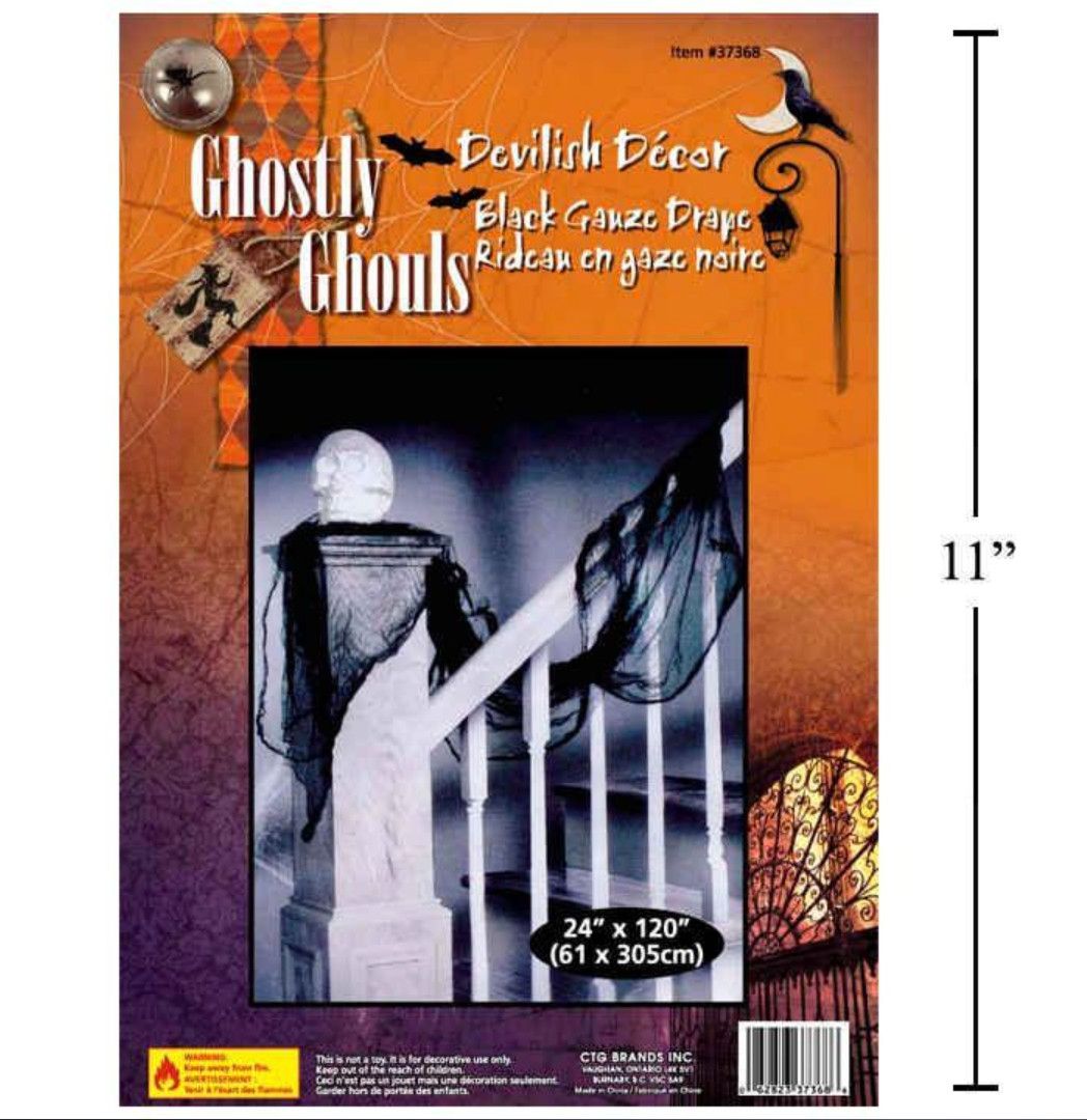 Ghosty Ghouls Black Drape Gauze 24&quot;x120&quot;
