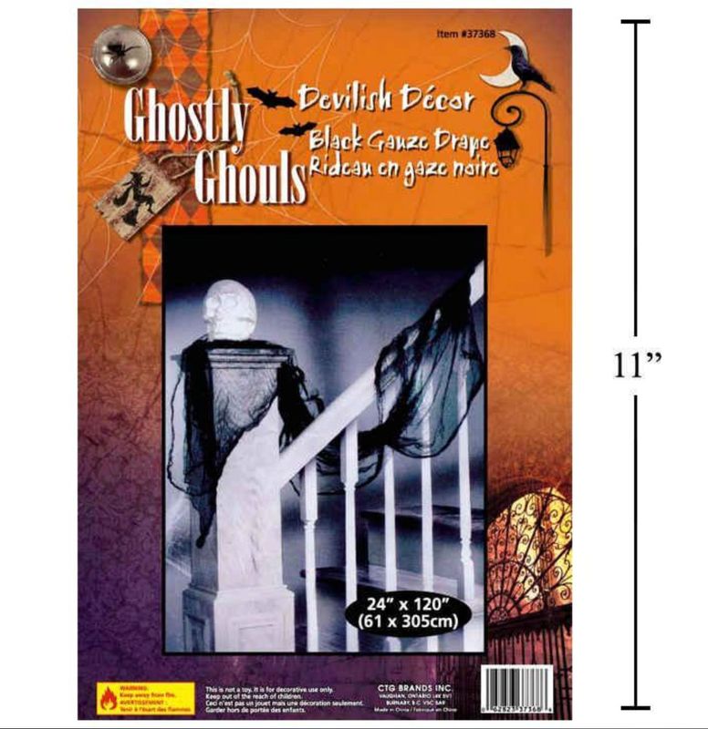 Ghosty Ghouls Black Drape Gauze 24&quot;x120&quot;