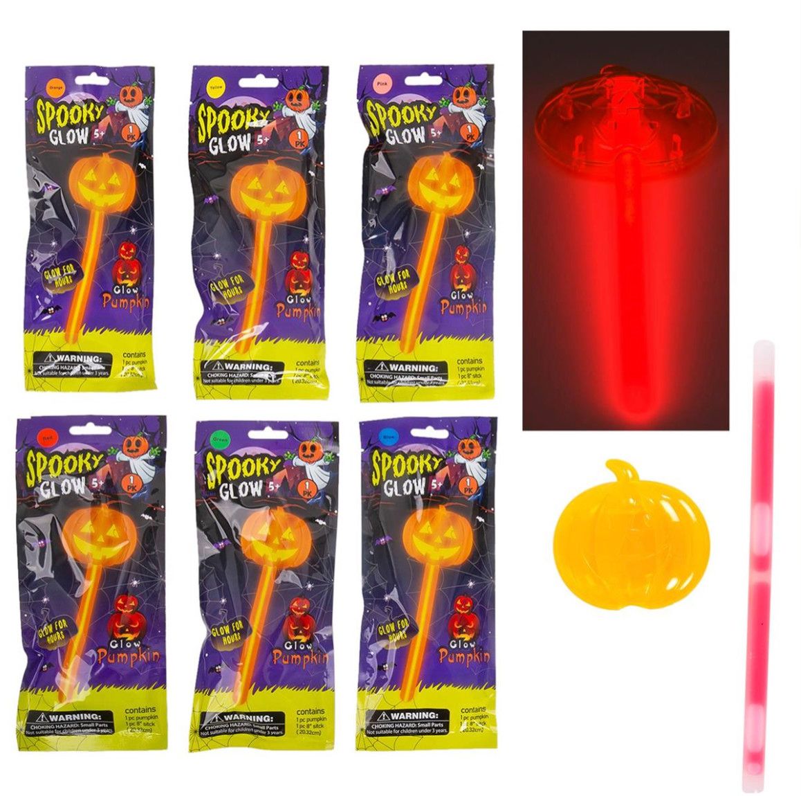 Pumpkin Glow Stick 8&quot; Assorted