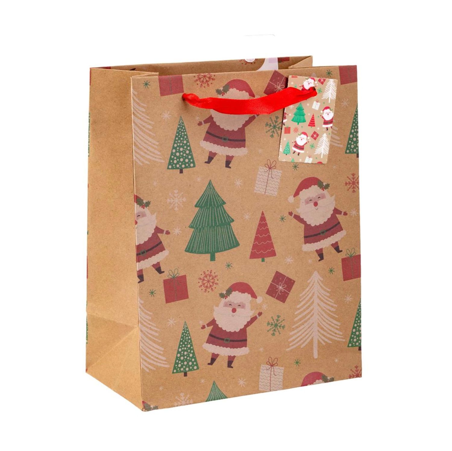 Medium Kraft Gift Bag Santa