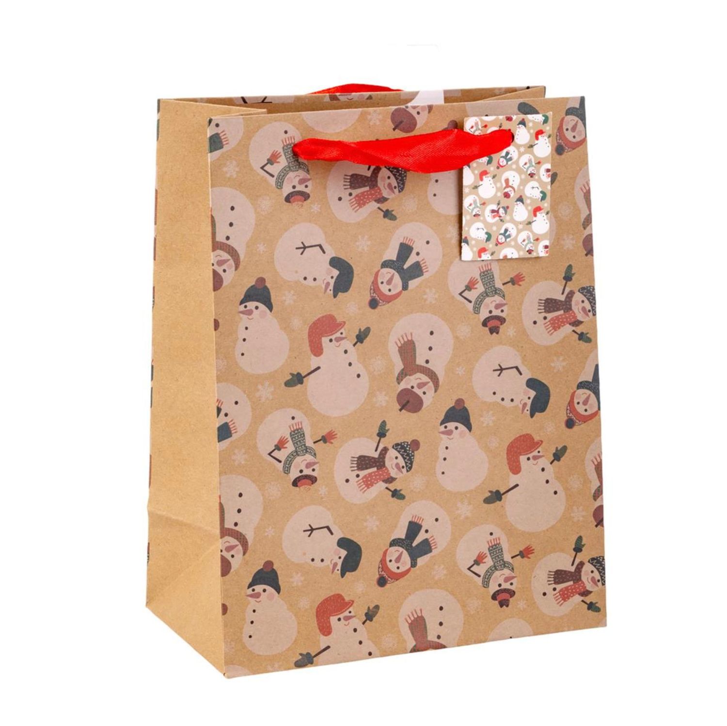 Medium Kraft Gift Bag Snowmen