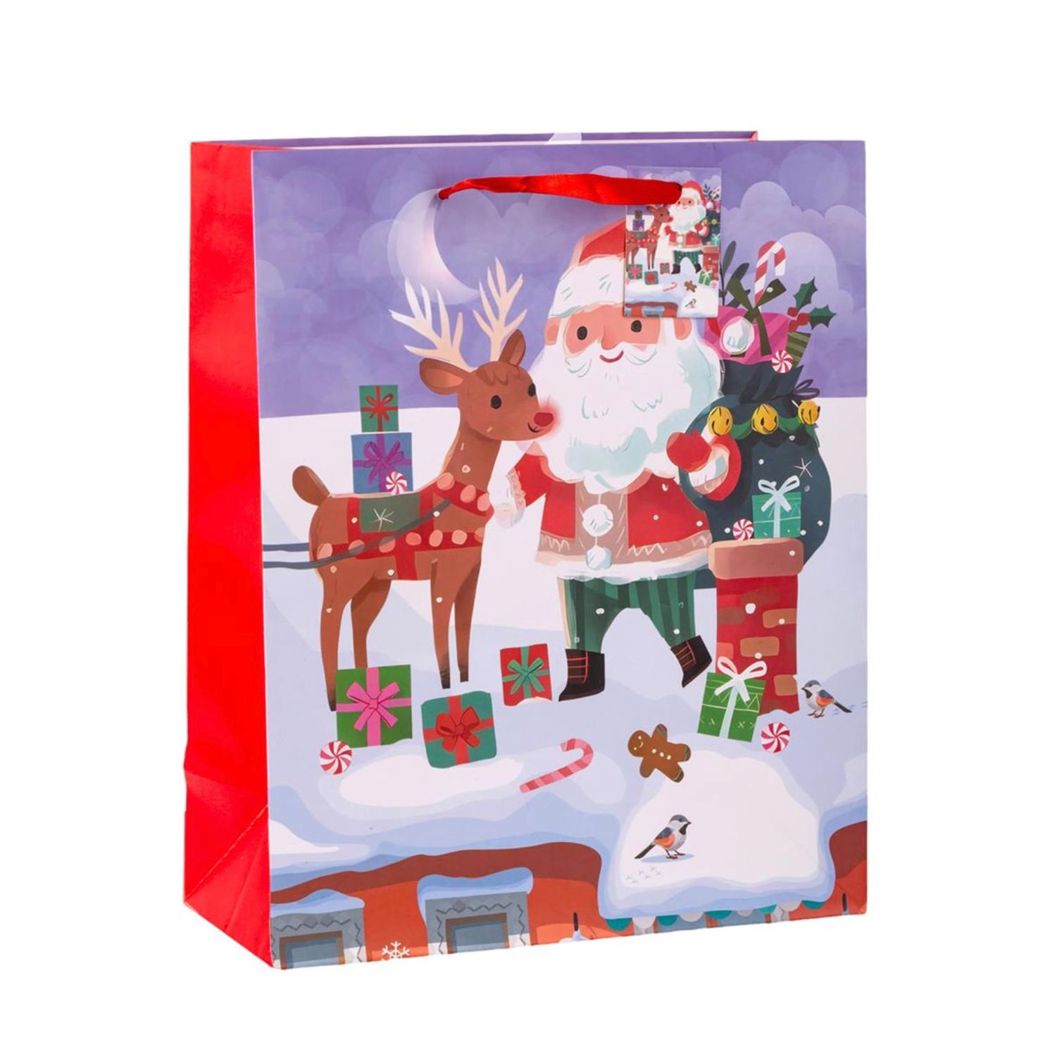 Large Gift Bag Santa and Reindeer