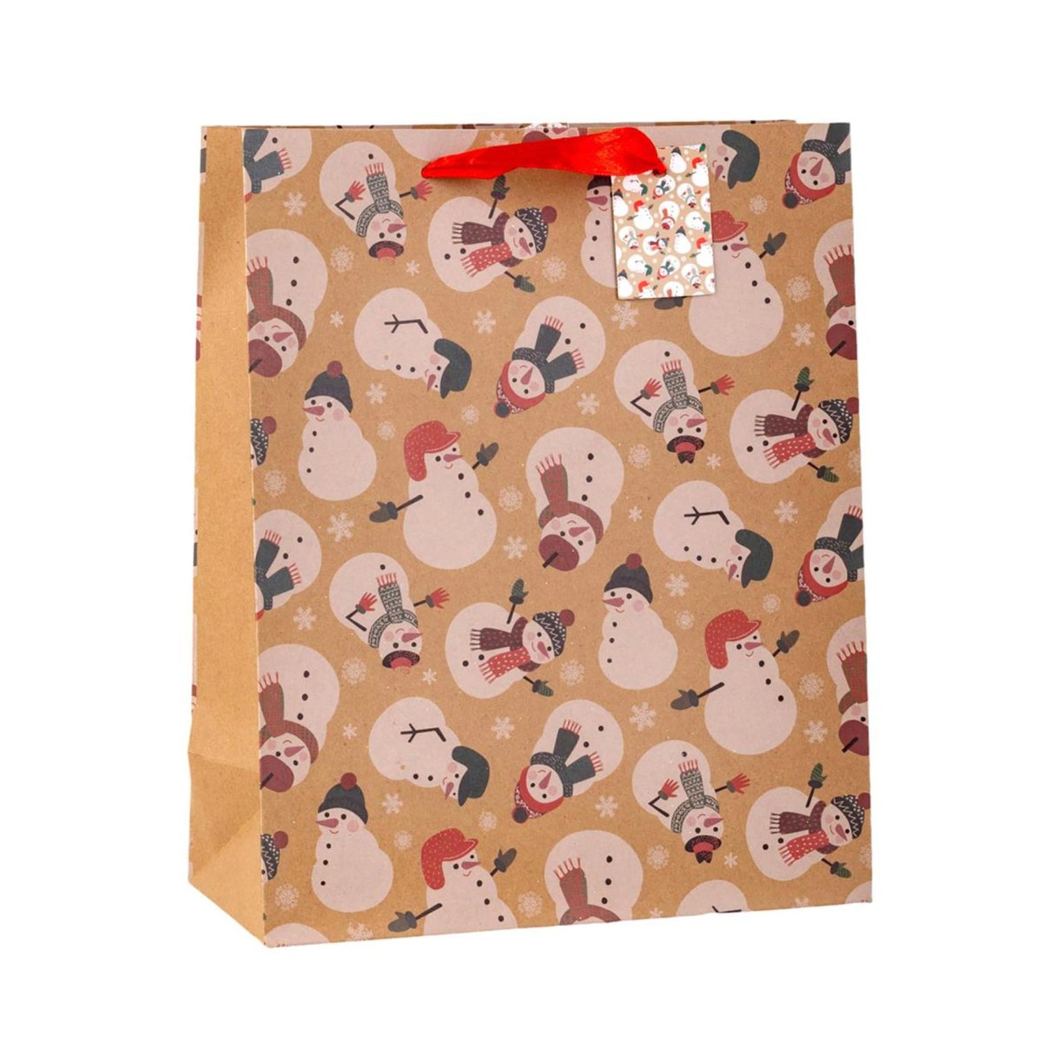 Large Kraft Gift Bag Snowmen