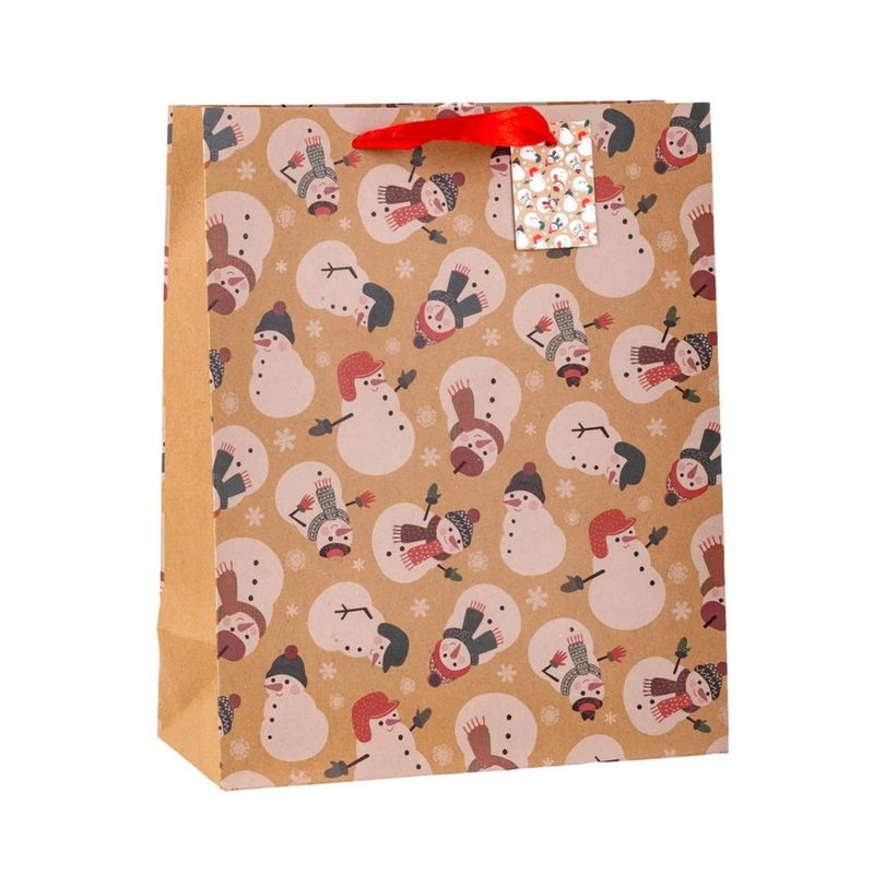 Large Kraft Gift Bag Snowmen