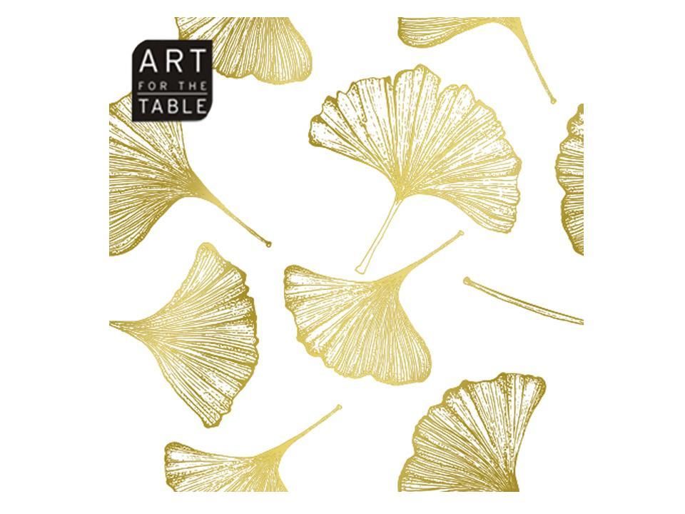 Gold Foil Ginkgo Leaves Lunch Napkin