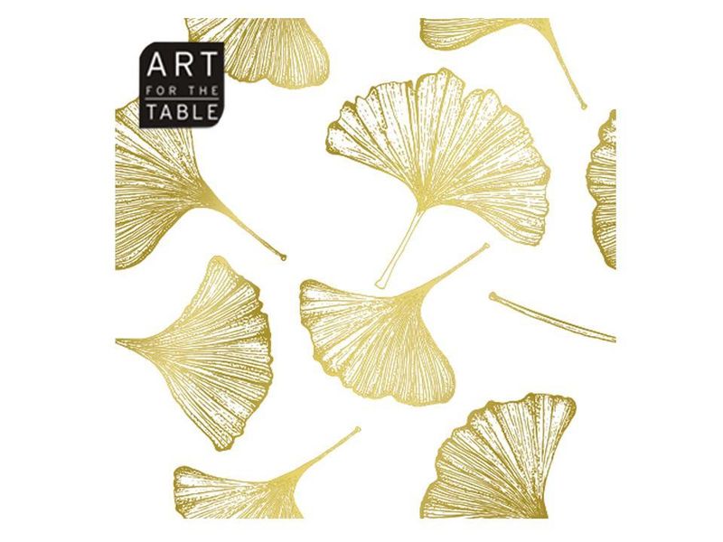Gold Foil Ginkgo Leaves Lunch Napkin