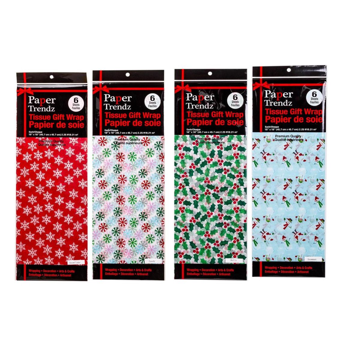 Tissue Paper Printed 6 Sheets Assorted 18&quot; x 18&quot;