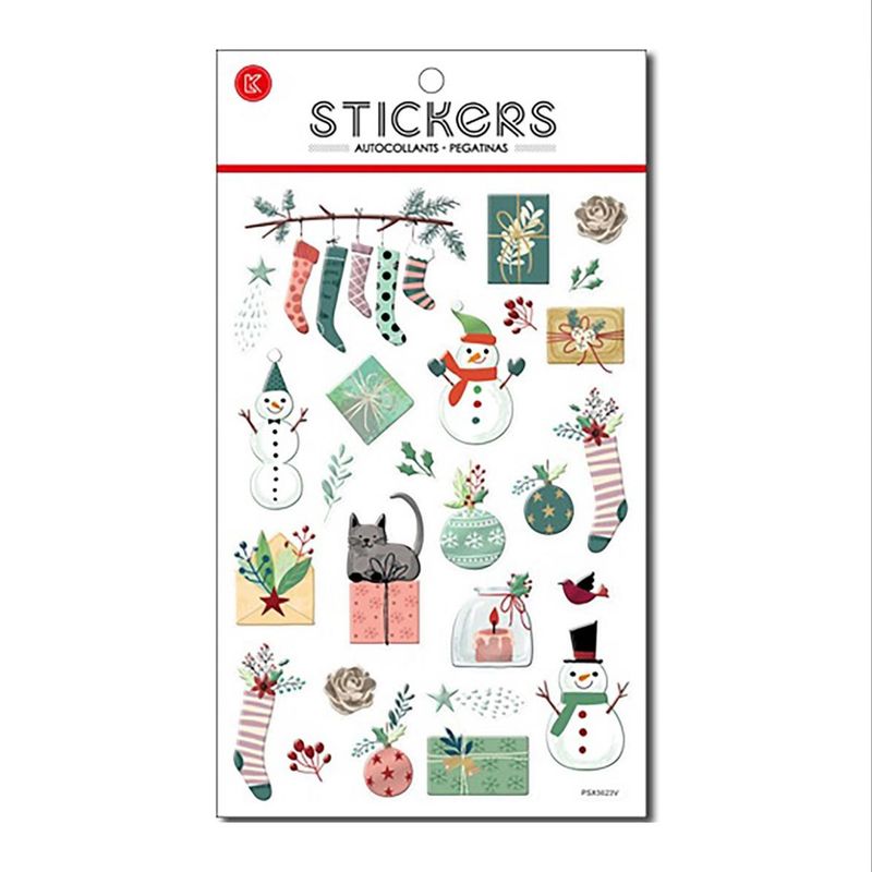 Embossed Stickers Snowmen + Stockings