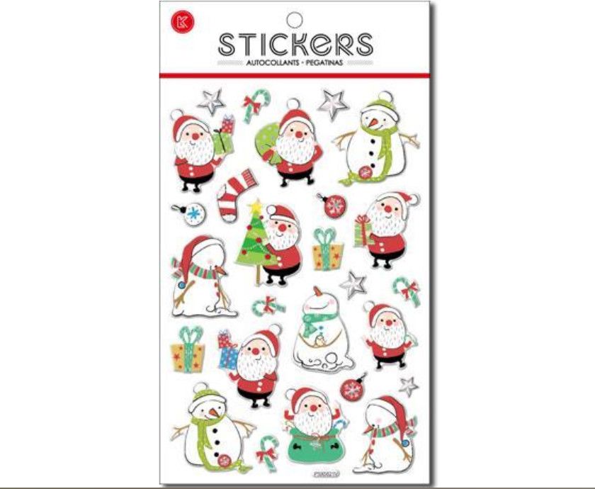 Embossed Stickers Santa + Snowmen