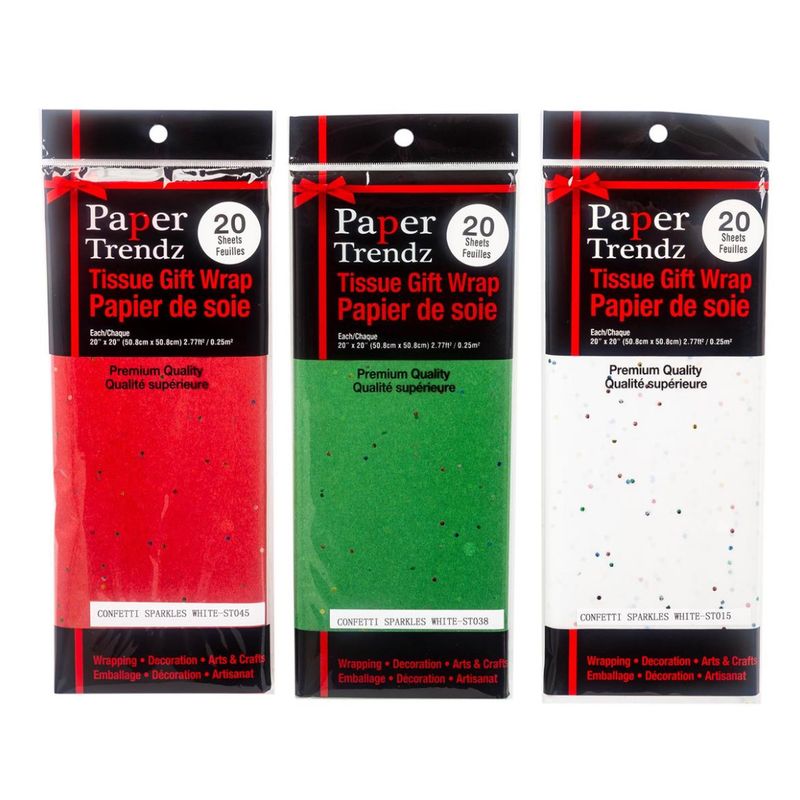 Tissue Paper Confetti 20 Piece Assorted (White/Green/Red)