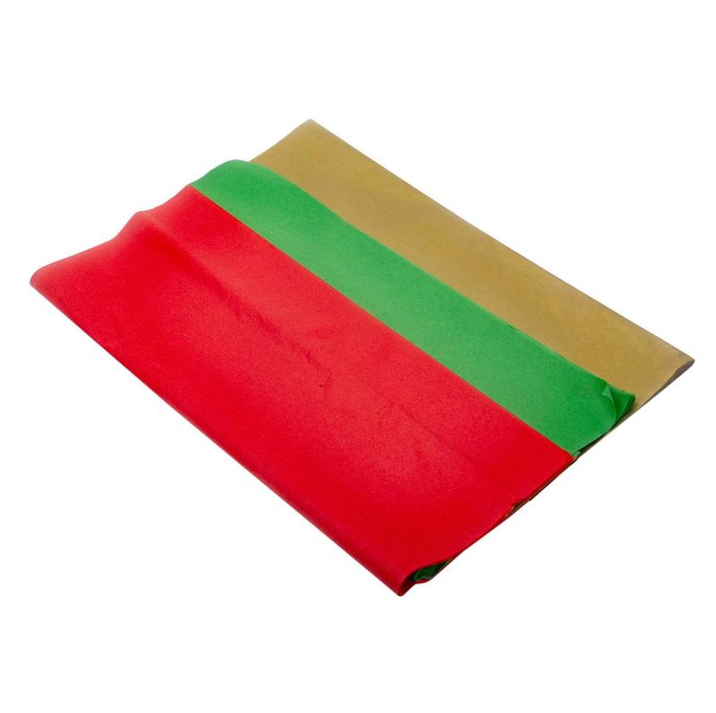 Tissue Paper 50 Piece Assorted (Gold/Green/Red)