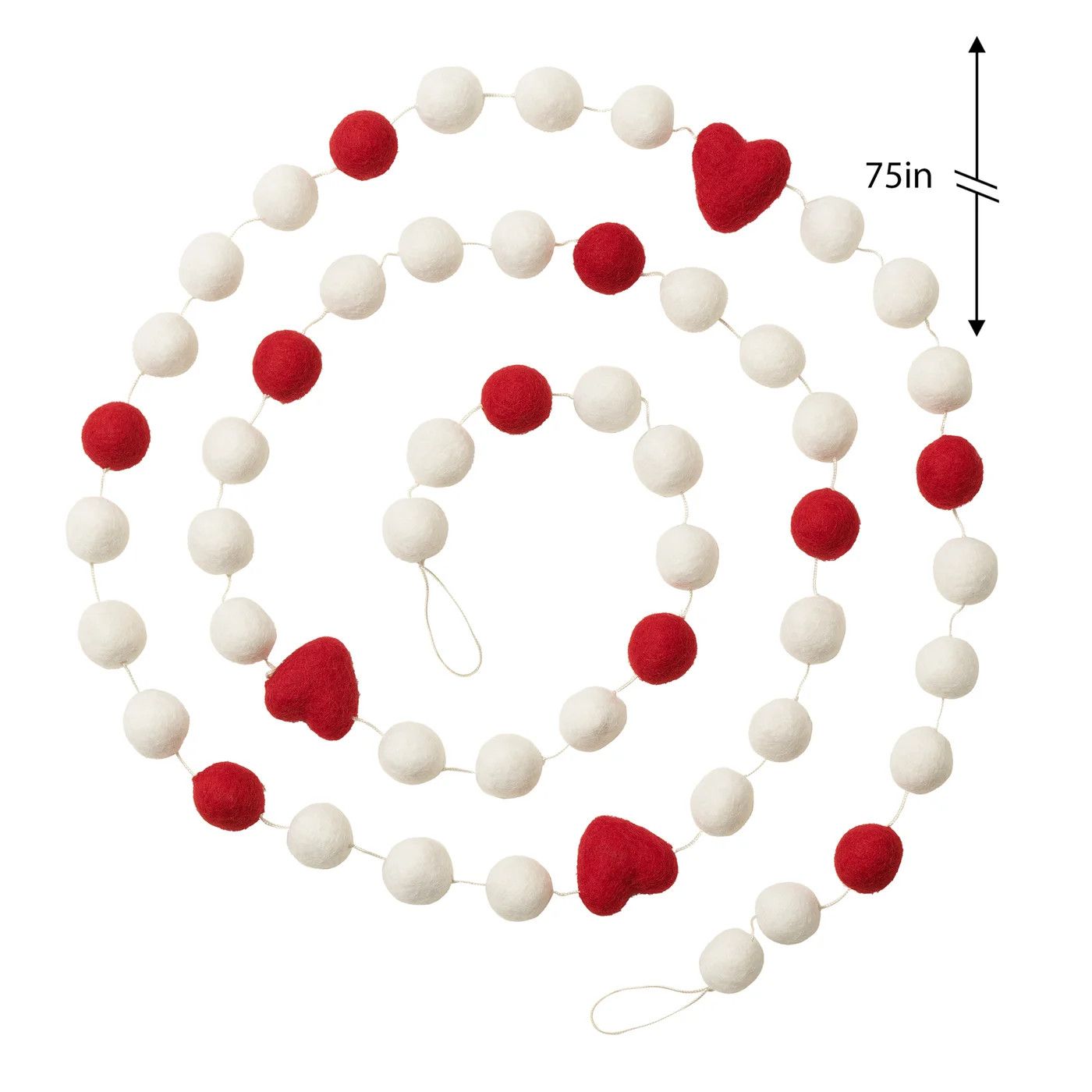 Modwool Felt Assorted Ball Garland Hearts 75&quot;