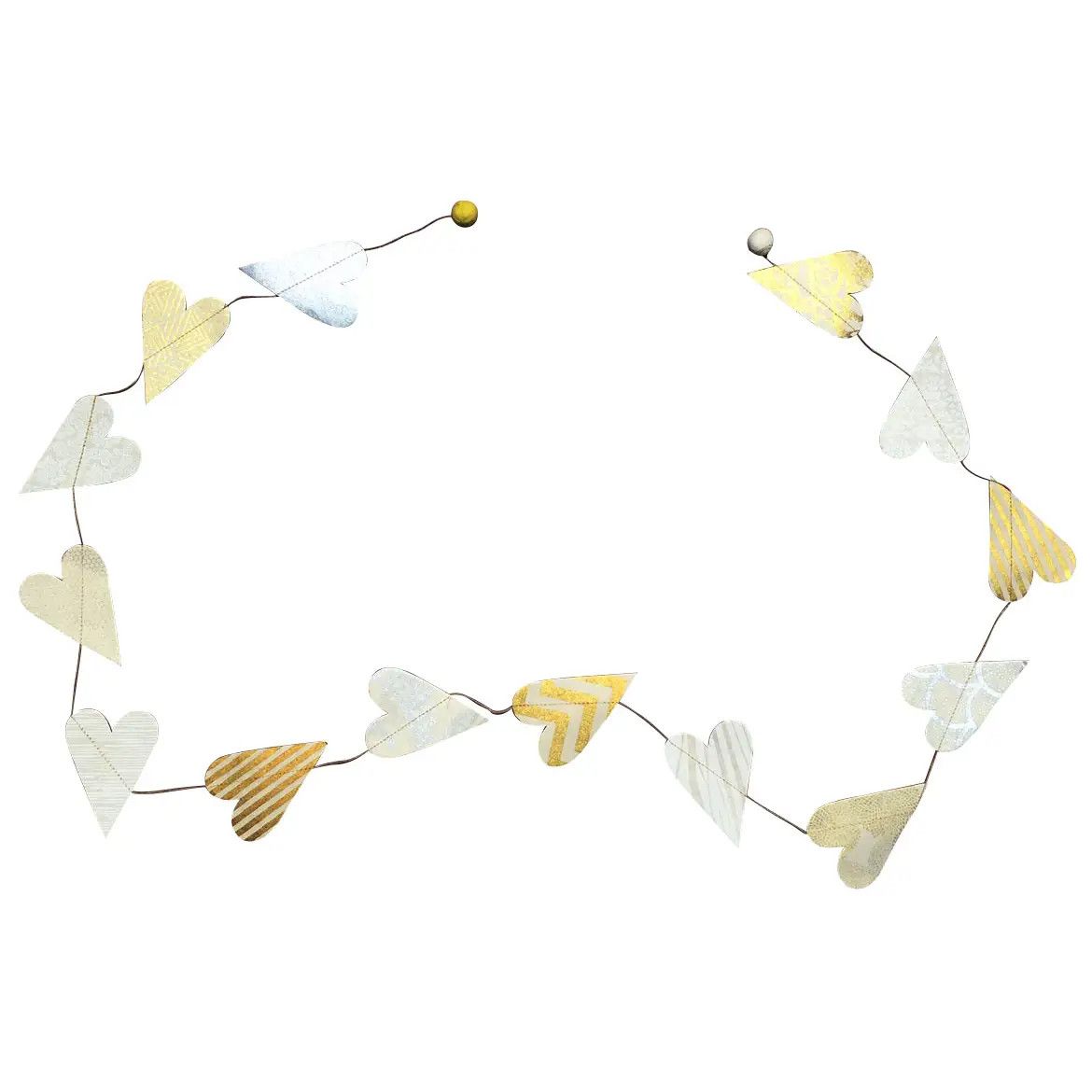 Paper Garland Metallic Hearts 5ft
