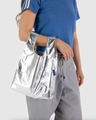 Baby Baggu Metallic Silver