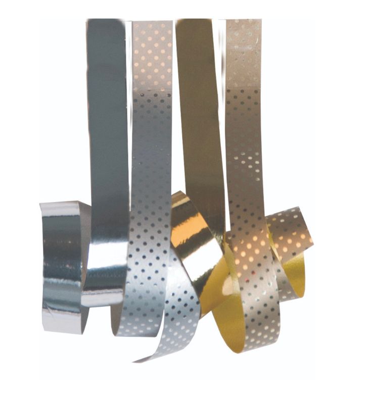 Ribbon Swiss Dot Mix Gold and Silver Mix Curling