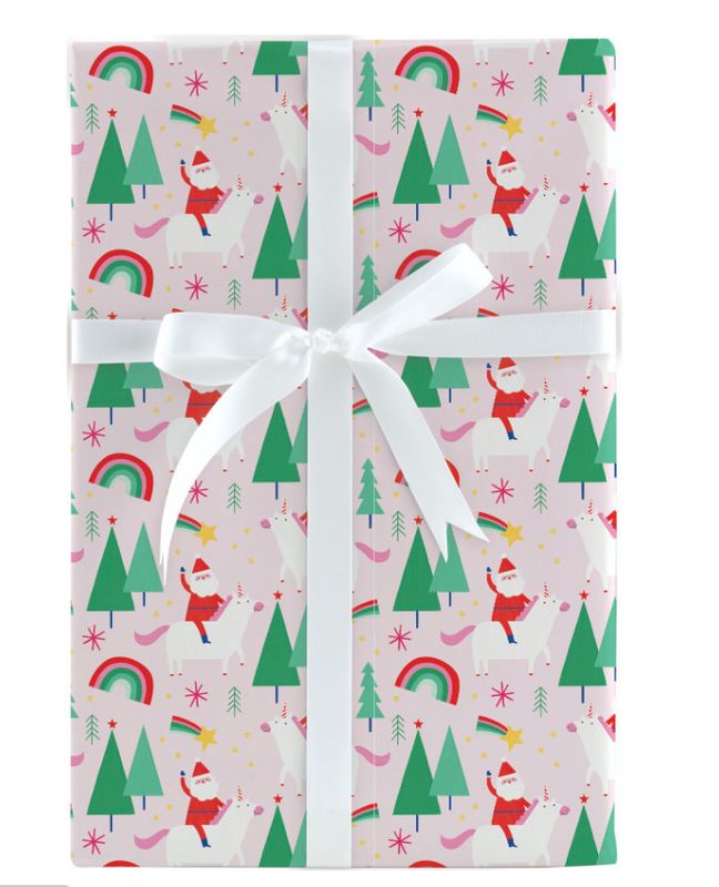 Roll Wrap Rainbow Unicorn Santa
