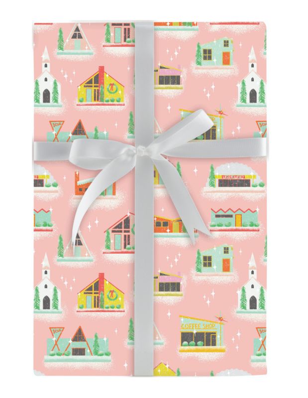 Roll Wrap Retro Festive Houses