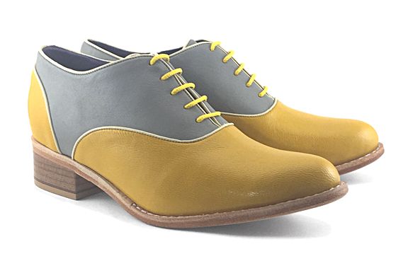 Veneto Ankle Piped Oxford Yellow &amp; Grey