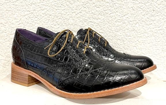 Veneto Ankle Wingtip Brogue Black Croc