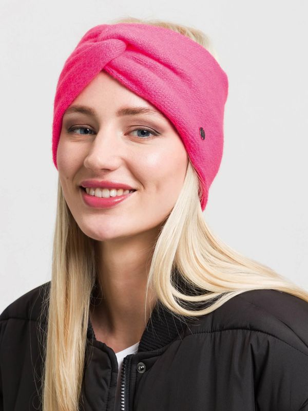 Wide Knitted Headband In Wool Blend Digital Pink