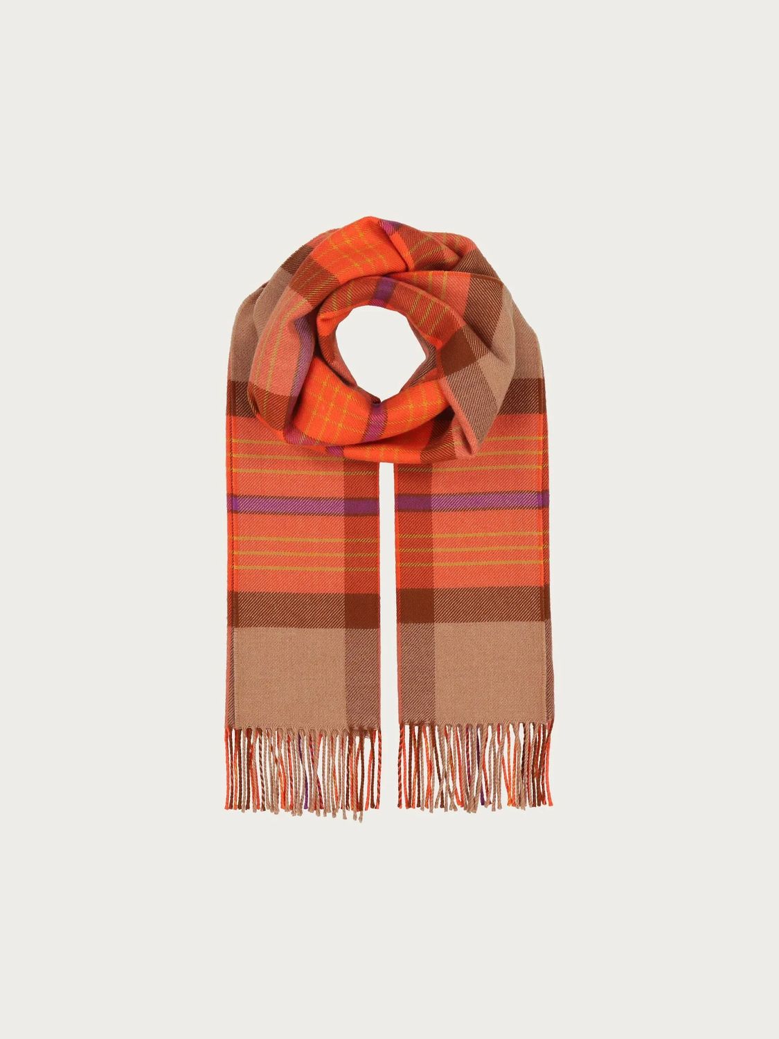 Wool Scarf With Box Check Cyber Orange